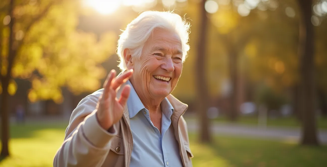 Illustration symbolique d'un senior intégrant avec succès Bion 3 Vitalité dans son mode de vie actif